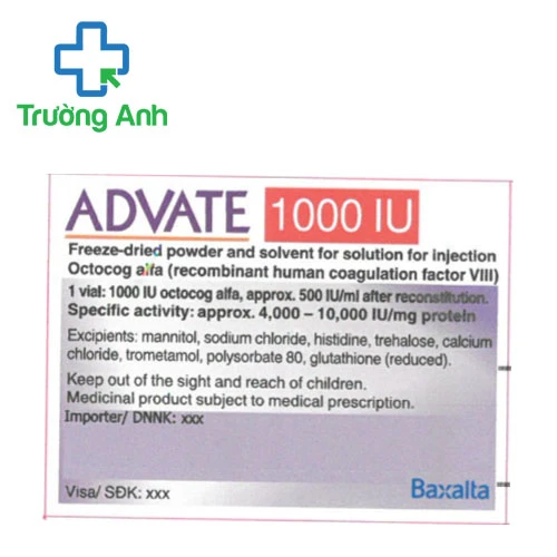 Advate 1000IU - Thuốc điều trị và phòng ngừa xuất huyết hiệu quả của Thụy Sĩ