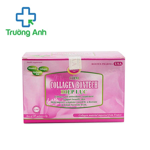 Cốm Collagen Roxtech Diệp lục Rostex (gói 3g) - Hỗ trợ cải thiện nội tiết tố nữ