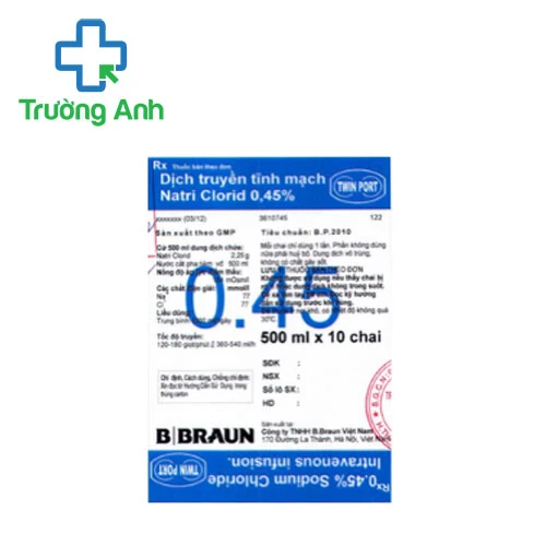 Dịch truyền tĩnh mạch NaCl 0,45% B.Braun cải thiện tình trạng mất nước