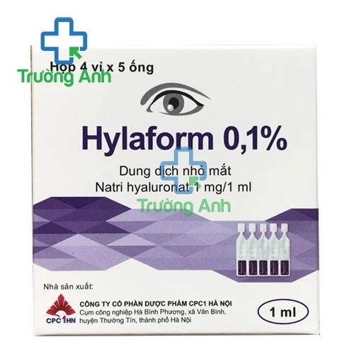 Hylaform 0,1% 1ml (Natri hyaluronate 1mg/ml) - Điều trị triệu chứng khô mắt hiệu quả