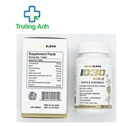 ID30 Gold - Viên uống trắng da, chống nắng của Mỹ