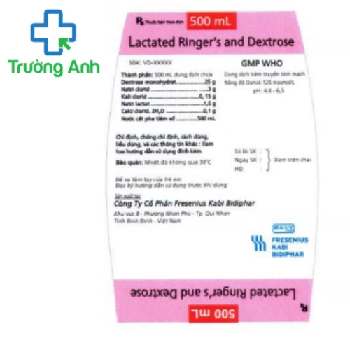 Lactated Ringer's and Dextrose 500ml Fresenius Kabi - Thuốc điều trị mất nước nặng