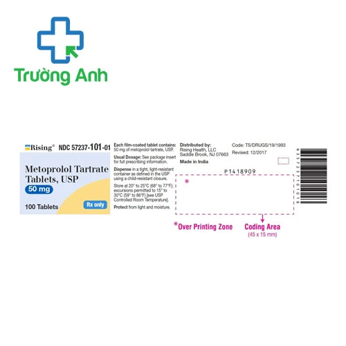 Metoprolol Tartrate 50mg Rising - Thuốc điều trị tăng huyết áp hiệu quả