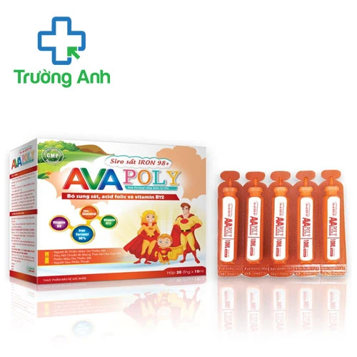 Siro sắt Iron 98+ Ava Poly - Bổ sung sắt, acid folic, vitamin B12 hiệu quả