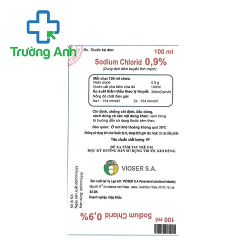 Dung dịch tiêm truyền tĩnh mạch Sodium Chloride 0,9% Vioser 100ml