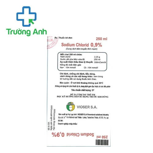 Sodium Chloride Vioser 250ml - Dung dịch truyền điều trị thiếu nước