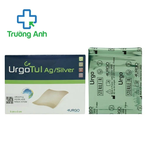 Gạc lưới Lipido-colloid tiếp xúc với lớp tẩm muối bạc Urgotul Ag/Silver 5cm x 5cm