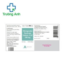 Metoprolol Tartrate 100mg Advagen - Thuốc điều trị tăng huyết áp hiệu quả